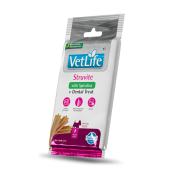 Дентално лакомство за кучета от дребни породи Vet Life Dog Dental Treat Struvite Min с ниско съдържание на мазнини и с контрол на pH на урината срещу образуването на струвитни уролити 60 гр